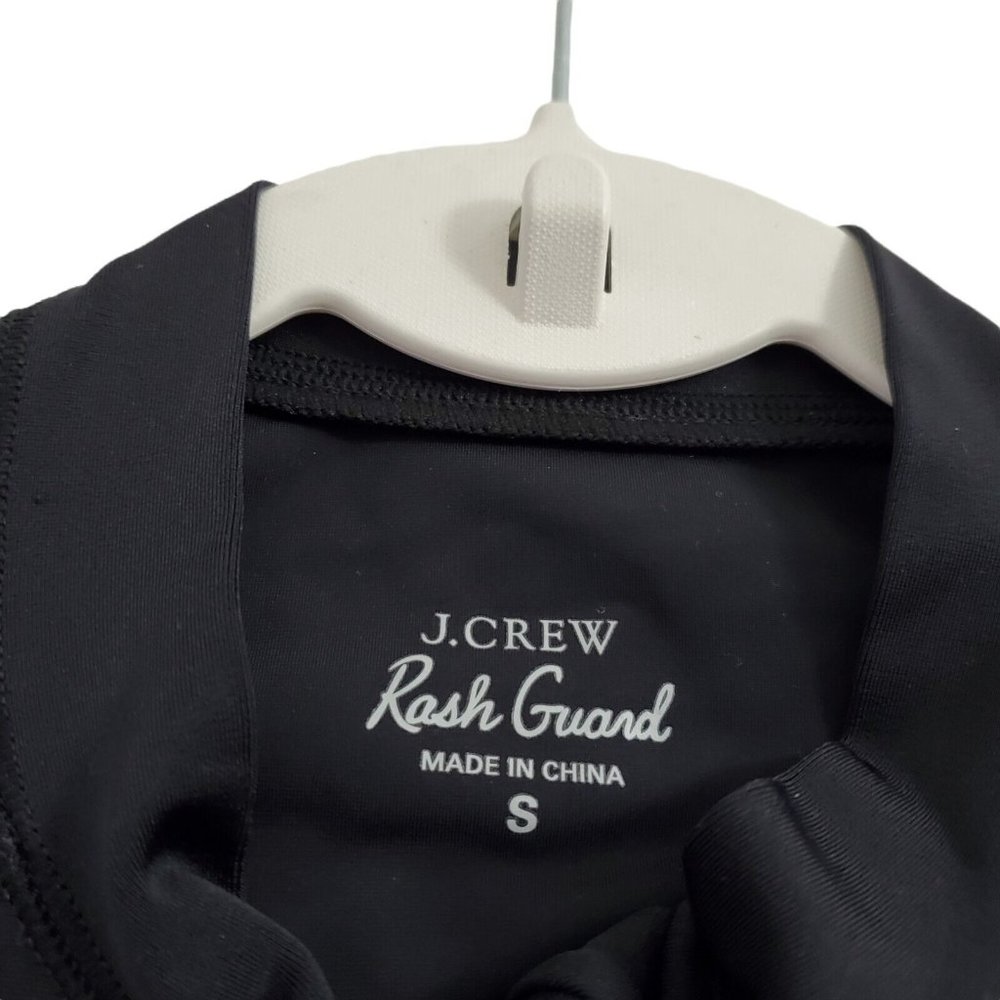 J. Crew Rash Guard Small  Black Mesh Insert Long Sleeve  Swim Cover Up Stretch - Picture 6 of 11